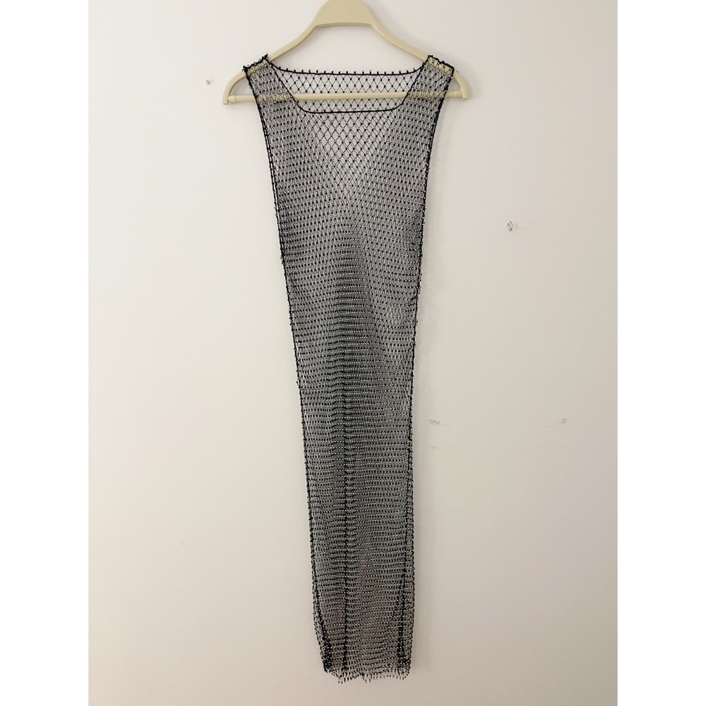 ENDLESS ROSE ~ Embellishment Mini Dress ~ Black Fishnet with Rhinestones - Picture 12 of 15